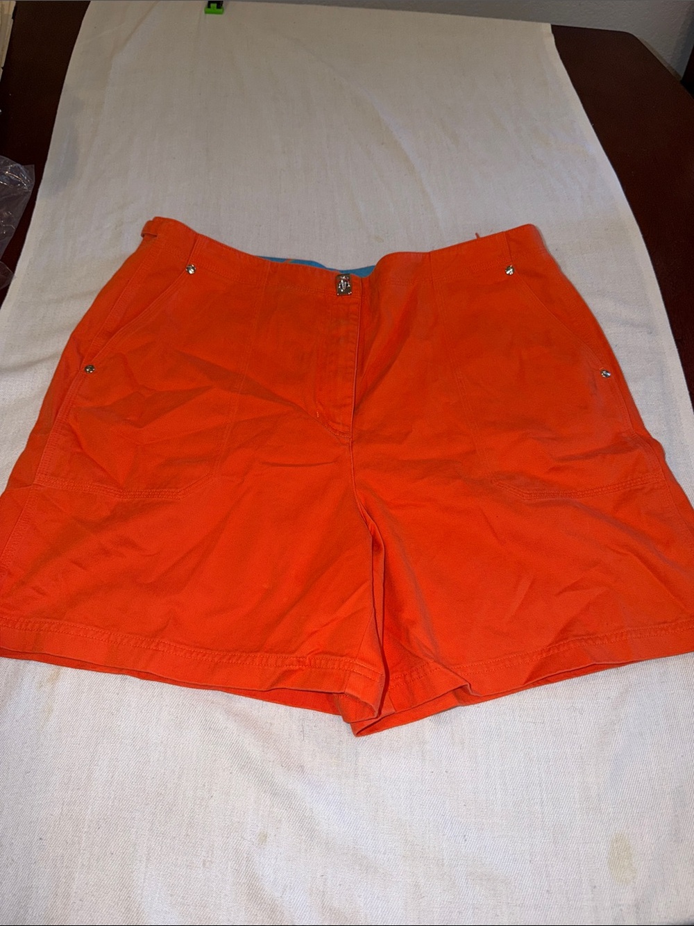 Lauren Ralph Lauren cotton orange shorts SZ 16 with buckle on waist EUC